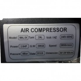 MALCOMAIR AIR COMPRESSORS - 2.5HP x 24LT (MAL-24)
