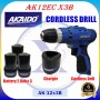 AKAIDO LI-ION CORDLESS DRILL - 2SPEED 12V x 2.0Ah BATTERY 2+1 pcs (AK12EC x3B)