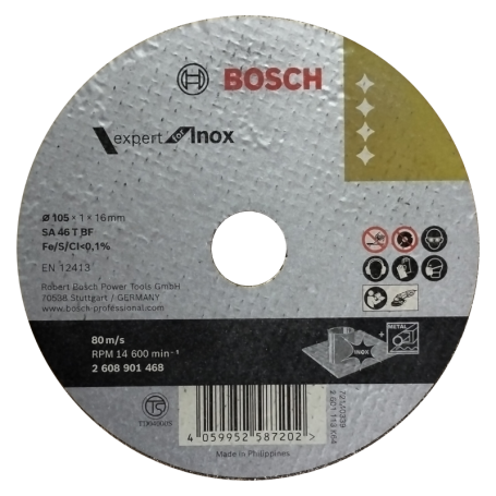 BOSCH INOX CUTTING DISC 4" 105mm X 1.0mm X 16mm (2608901468) (1box / 25pc)
