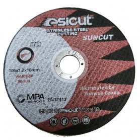 ESICUT SUNCUT STAINLESS STEEL CUTTING WHEEL T41 - 2FG 105mm X 1.2mm x 16mm (4") (1Box X 50pcs (2FG))
