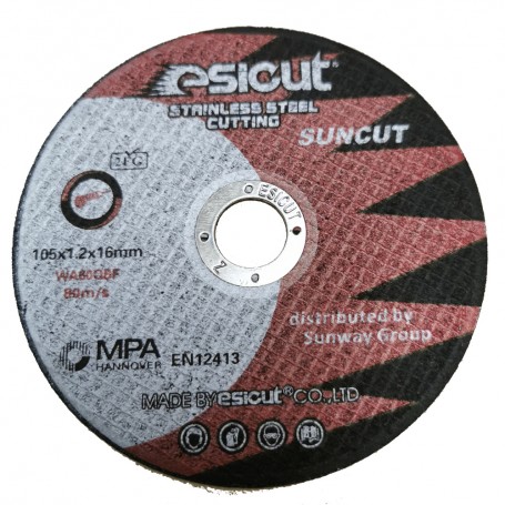 ESICUT SUNCUT STAINLESS STEEL CUTTING WHEEL T41 - 2FG 105mm X 1.2mm x 16mm (4") (1Box X 50pcs (2FG))