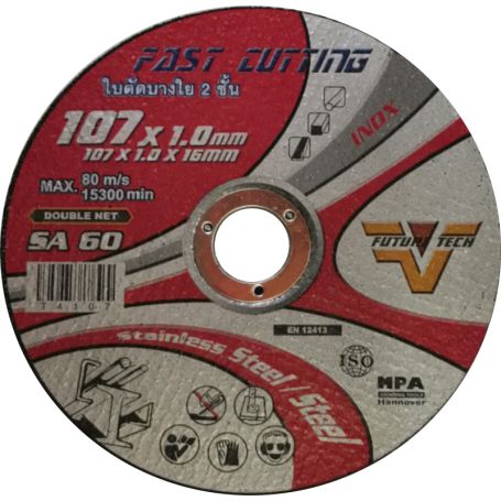 FUTURE TECH STAINLESS STEEL CUTTING-WHEEL - SA60 4" 107mm x 1.0mm x 16mm (1box / 25pc)