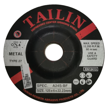 TAILIN GRINDING DISC - A24S-X 5" 125mm x 6mm X 22.23mm (1box / 25pc )