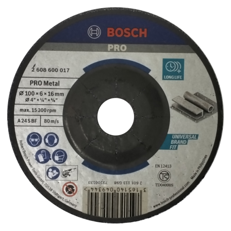 BOSCH GRINDING DISC - A24S BF 4" 100mm X 6mm X 16mm (2608600017) (1box / 25pc)