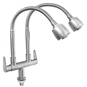 SUS 304 STAINLESS STEEL TWIN FLEXIBLE NECK TAP - PILLAR TYPE (TFI - ITN 1188F)