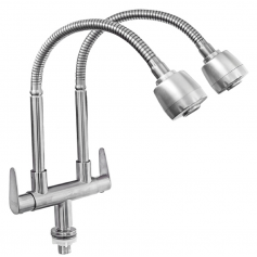 SUS 304 STAINLESS STEEL TWIN FLEXIBLE NECK TAP - PILLAR TYPE (TFI - ITN 1188F)