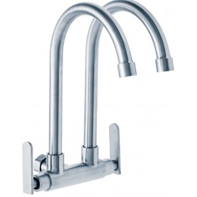 SUS 304 STAINLESS STEEL TWIN SWAN NECK TAP - WALL TYPE (TS - ITN 1177)