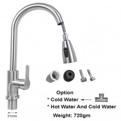 ISANO SUS304 STANLESS STEEL HOT & COOL WATER FLEXIBLE SWAN NECK PILLAR TAP (1333SS)