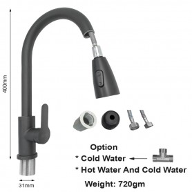 ISANO NANO BLACK SUS304 HOT & COOL WATER FLEXIBLE SWAN NECK PILLAR TAP (1333BL)