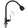 ISANO NANO BLACK SUS304 STAINLESS STEEL FLEXIBLE SWAN NECK PILLAR TAP (1600FI)