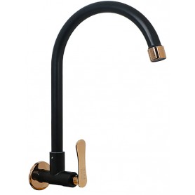 ISANO NANO BLACK SUS304 STAINLESS STEEL SWAN NECK WALL TAP (1600SS)