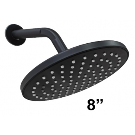 ISANO NANO BLACK ROUND SHOWER HEAD WITH ARM (IS-1606SH 8")