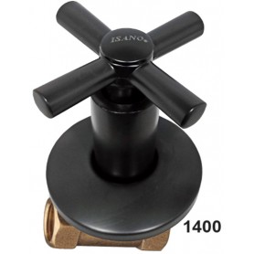 ISANO CROSS HANDLE BRASS CONCEALED STOCK COCK - NANO BLACK (1400BL 1/2")