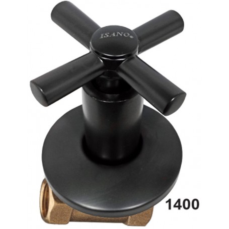 ISANO CROSS HANDLE BRASS CONCEALED STOCK COCK - NANO BLACK (1400BL 1/2")