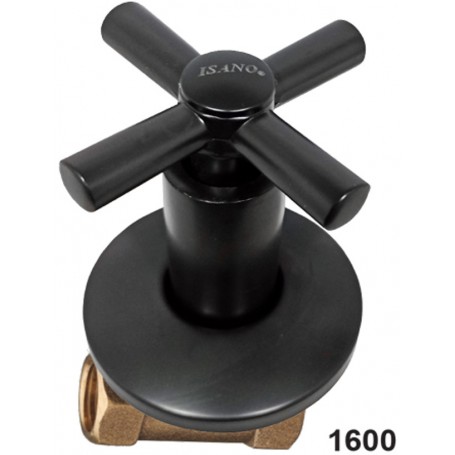 ISANO CROSS HANDLE BRASS CONCEALED STOCK COCK - NANO BLACK (1600BL 3/4")