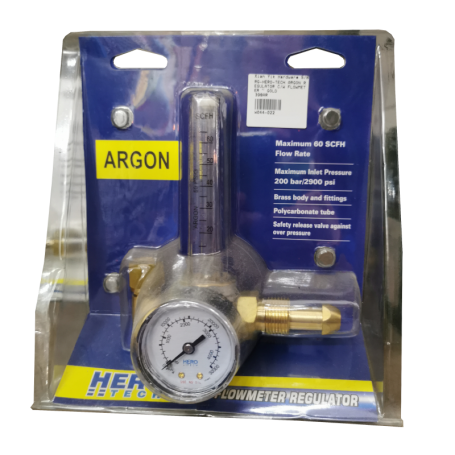 HERO-TECH ARGON REGULATOR C/W FLOWMETER - GOLD (398AR)