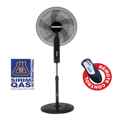 BOSSMAN STAND FAN 3-SPEED CHOICES WITH REMOTE CONTROL 60W - DARK GREY (BRS-181-DG 18")