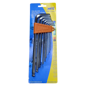 NIETZ 532-94-002 EXTRA LONG BALL POINT HEX KEY SET - CHROME (9PCS mm)
