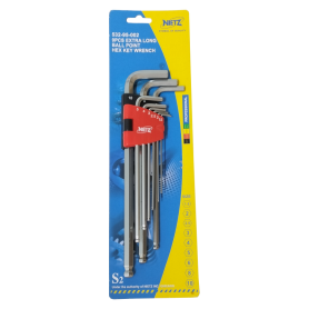 NIETZ 532-95-002 EXTRA LONG BALL POINT HEX WRENCH - SATIN (9PCS mm)