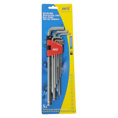NIETZ 532-95-002 EXTRA LONG BALL POINT HEX WRENCH - SATIN (9PCS mm)
