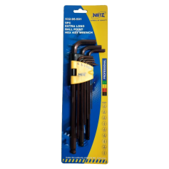 NIETZ 532-95-501 EXTRA LONG BALL POINT HEX WRENCH - RED (9PCS AF)