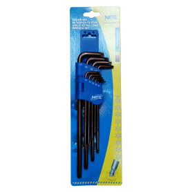 NIETZ 532-98-601 TAMPER TX STAR (HOLE) EXTRA LONG WRENCH SET - BLACK (9PCS - STAR)
