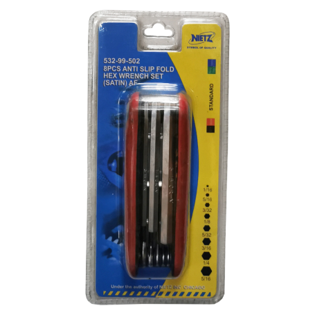 NIETZ ANTI SLIP FOLD HEX WRENCH SET 532-99-502 (8PCS ~ AF)