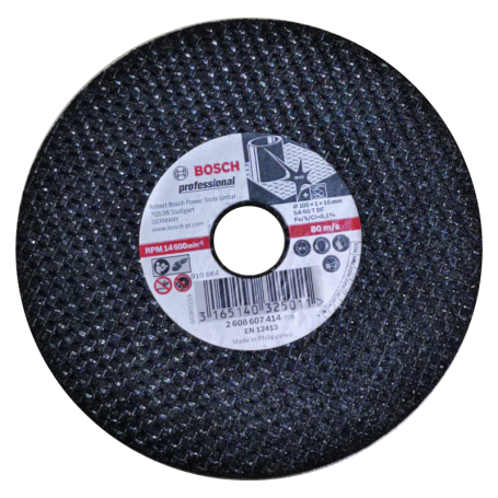 BOSCH STAINLESS STEEL CUTTING WHEEL 4" 105mm X 1.0mm X 16mm (2608607414) (1box / 25pc)