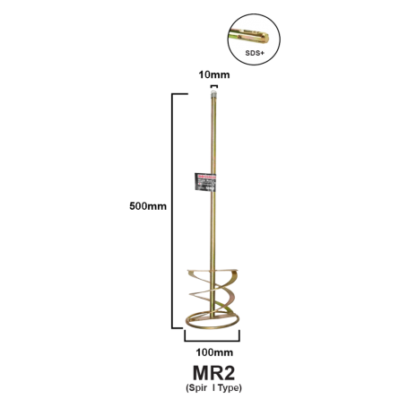 BOSSMAN MIXER ROD SPIRAL TYPE (SDS PLUG) 10 X 100 X 500mm MR2