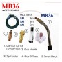 MB36 TORCH ACCESSORIES: CONTACT TIP, TIP HOLDER, GAS NOZZLE, DIFFUSER, SWAN NECK