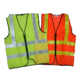 FIESTO SAFETY VEST WITH ZIP & 4 LINE REFLECTIVE - GREEN, ORANGE (P703)