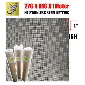 [Price Per 1-FT X 1Meter] STAINLESS STEEL NETTING - M0.42 X 1.17Hole - 1Mtr X 15Mtr (27G X H16 X 1Meter X 49.5FT)
