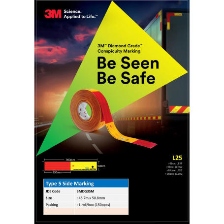 3M SIDE MARKING REFLECTOR STICKER (JPJ & SIRIM APPROVED) (300mm X 50mm)