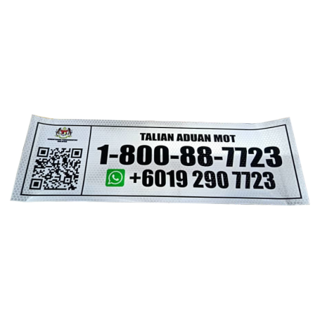 LORRY STICKER SPAD HOTLINE WITH REFLECTOR (JPJ & SIRIM APPROVED) (130mm X 400mm)