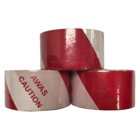 AWAS RED & WHITE WARNING TAPE (2" X 50MTR)