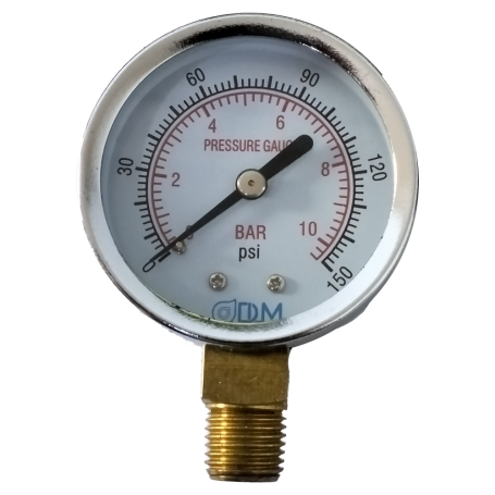 DLM7006 CHROME PRESSURE GAUGE 2" X 1/4 PT (BOTTOM)