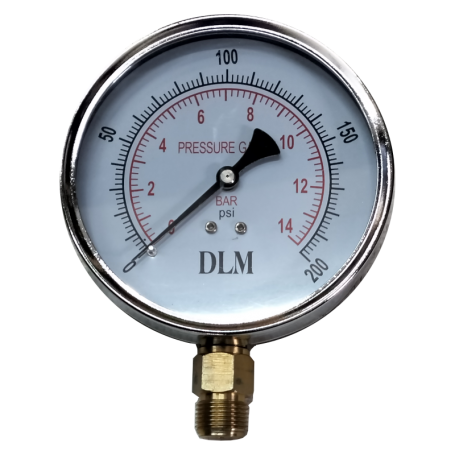 DLM7006 CHROME PRESSURE GAUGE 4" X 3/8 PT (BOTTOM)