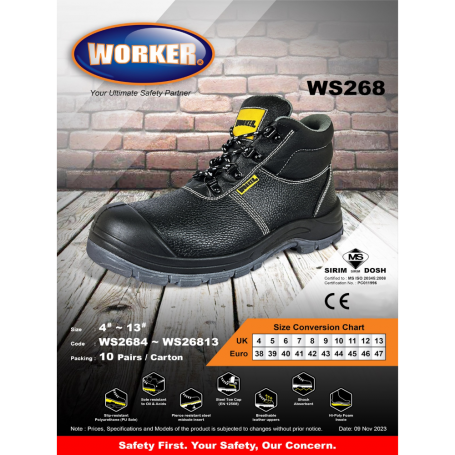 WORKER SAFETY SHOES (SIRIM) - MID-CUT (WS268) No5 - No10