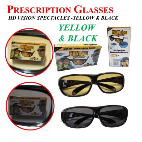 HD VISION SPECTACLES -YELLOW & BLACK (2 IN 1)