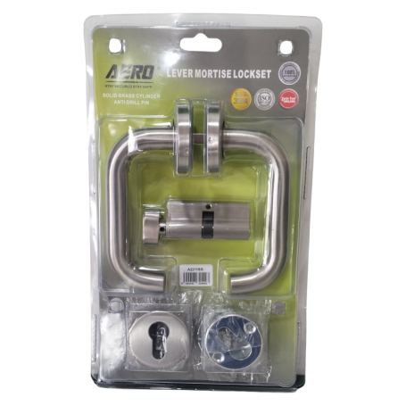 AERO LEVER HANDLE MORTISE LOCK SET - STAINLESS STEEL (A2211-SS)