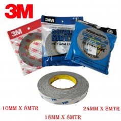GREY 3W DOUBLE SIDED PE FOAM TAPE - BLUE & GREY - 10, 18, 24mm