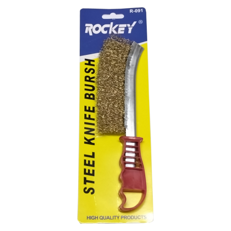 KNIFE WIRE BRUSH C/W PVC HANDLE - WITH PACKING (BRASS) B010-037