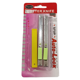 HENGXINGLI AUTO LOCK CUTTER UTILITY KNIFE - 9mm No:201 (1PKT X 2+1)