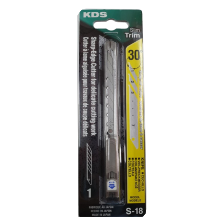 S-18  (9mm 30DEG ) KDS HI-CUTTER SILIM TRIM SHARP CUTTER UTILITY KNIFE & BLADE