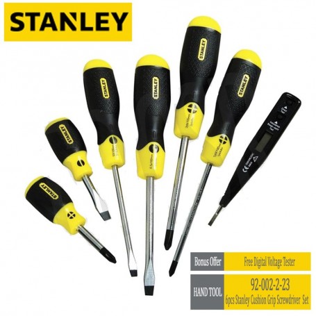 STANLEY STMT66679 6PCS CUSHION GRIP MAGNETIC TIP SCREWDRIVER SET WITH DIGITAL TEST PEN 92-002 (66-679)