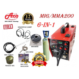 ACO DIGITAL IGBT MIG 5KG 6IN1 WELDING MACHINE INVERTER WITH GAS & ACCESSORIES SET (MIG200J 200AMP)