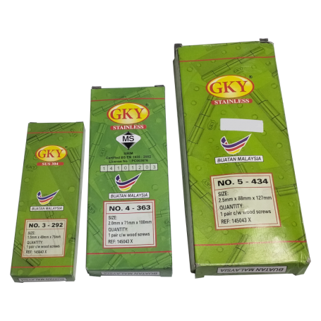 GKY SS304 STAINLESS STEEL HINGES - No 3-292 4-363 5-434