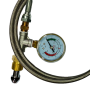 HIGH PRESSURE INDUSTRIAL GAS TRANSFER STAINLESS STEEL HOSE WITH PRESSURE GAUGE (ACETYLENE)