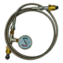HIGH PRESSURE INDUSTRIAL GAS TRANSFER STAINLESS STEEL HOSE WITH PRESSURE GAUGE (ACETYLENE)