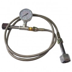 HIGH PRESSURE INDUSTRIAL GAS TRANSFER STAINLESS STEEL HOSE WITH PRESSURE GAUGE (CO2)